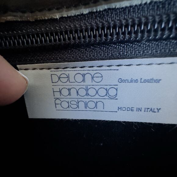 Vintage Delane Handbag Fashion Italy Black Eel Briefcase Amiet Brass Hardware - Picture 9 of 11